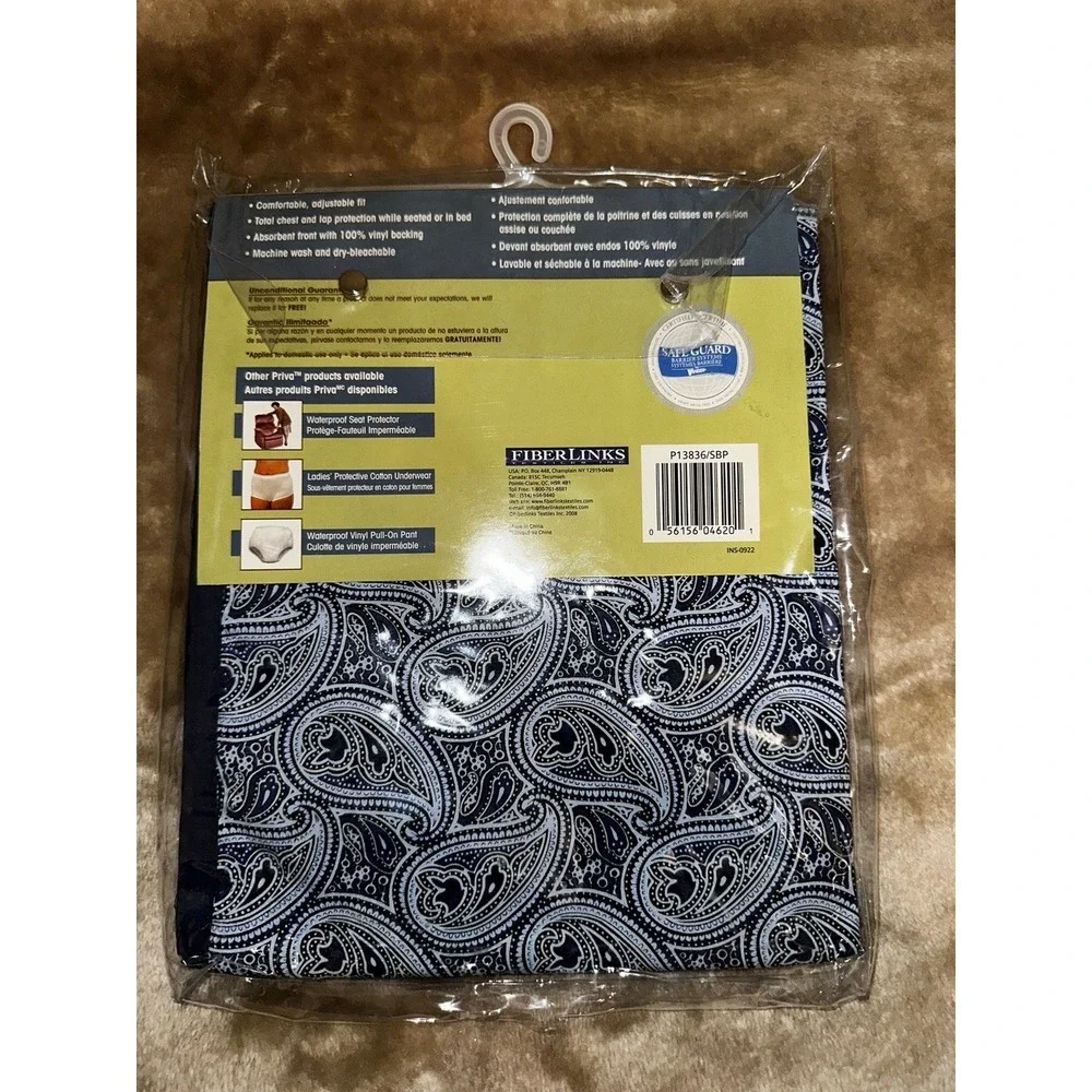 Priva Mealtime Protector Adults Spill Block One Size Waterproof Absorbent Blue